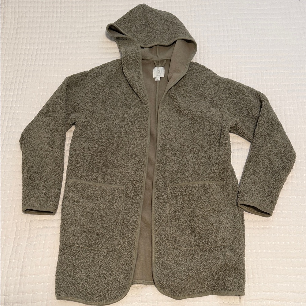 Jolie Sage Green Hooded Fleece Jacket